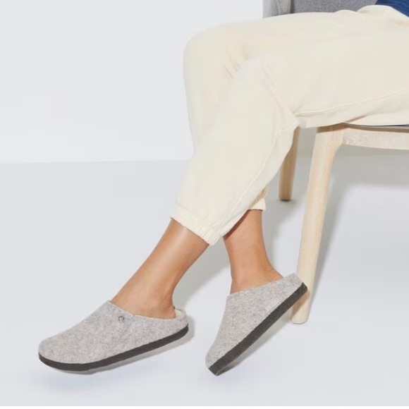 BIRKENSTOCK Zermatt Shearling Wool Felt Slippers in Light Gray - Picture 6 of 13